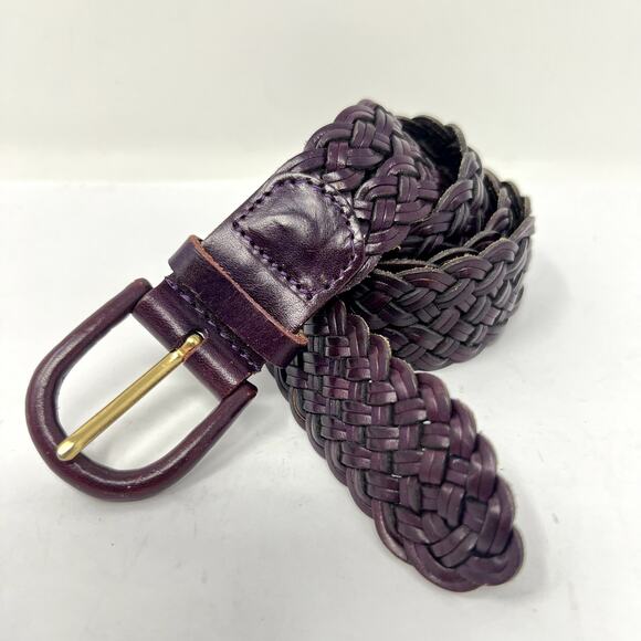 Talbots Braided Woven Belt Women Size Medium 35 Leather Chaps Rounded Buckle - Picture 1 of 5